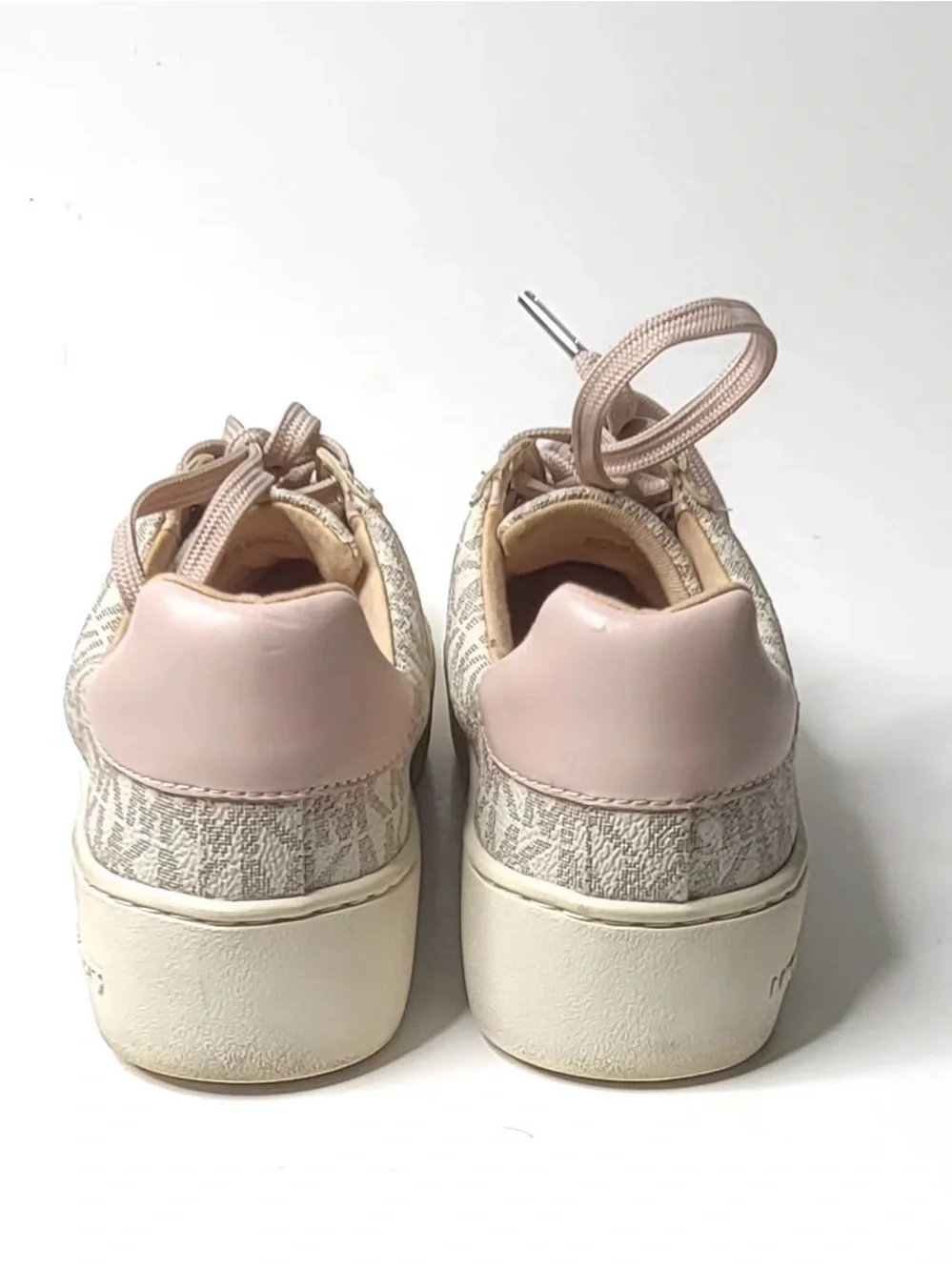 Michael Kors Beige and Pink Logo Platform Sneakers size 5.5